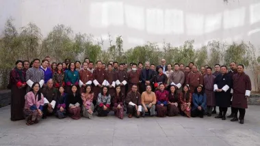 Representatives from the Global Evaluation Initiative, the Center for Learning on Evaluation and Results for South Asia, the Office of the Cabinet Affairs and Strategic Coordination (OCASC) of the Royal Government of Bhutan, and UNDP Bhutan. GEI and CLEAR-SA led consultations and working sessions to support Bhutan’s ongoing efforts to strengthen its M&E system.