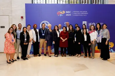 The Global Evaluation Initiative (GEI) team at the 2024 National Evaluation Capacities (NEC) Conference in Beijing.