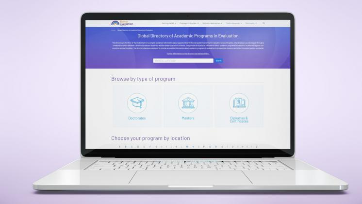 New Global Directory of Academic Training in M&E - Screen view 