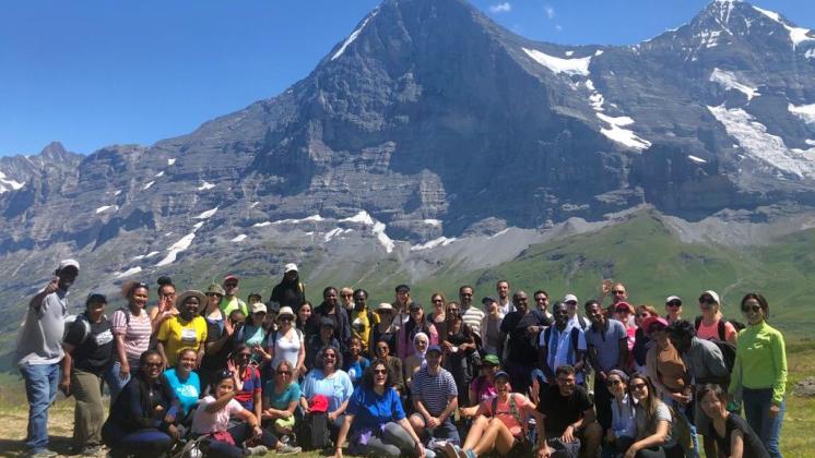 A group of participants from IPDET's 2023 Evaluation Training Program in Switzerland. IPDET is an executive training program that aims to provide decision-makers, managers and development practitioners with the tools and skills to commission, manage, and implement policy, program, or project evaluations and use those evaluations for decision-making. 